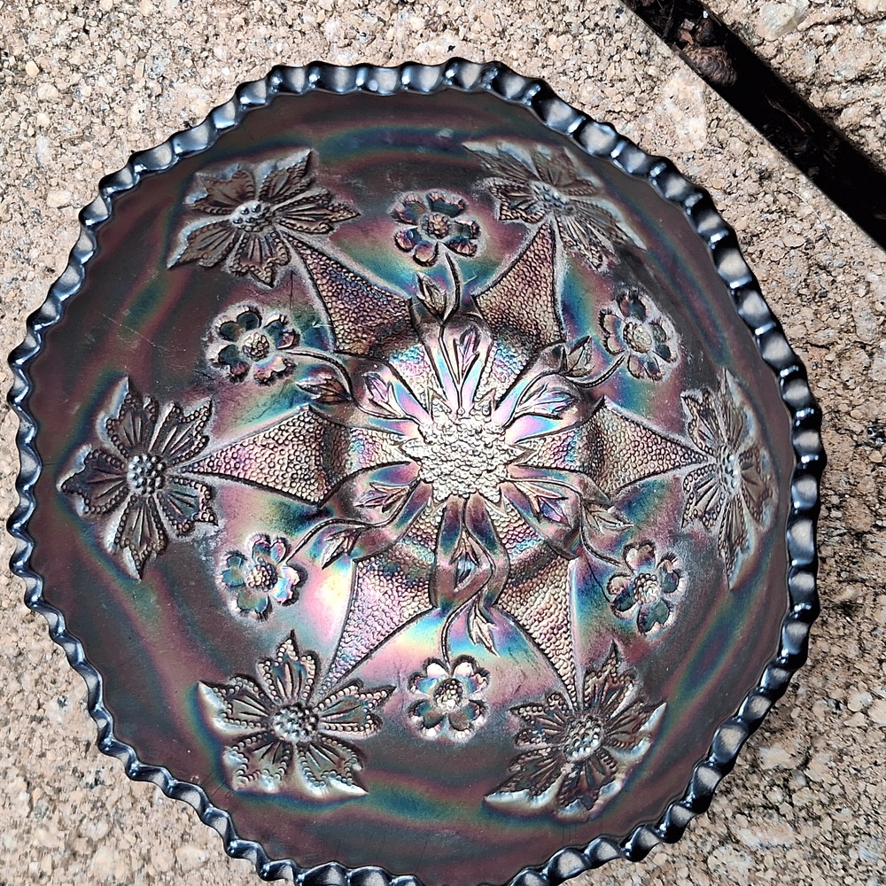 Vtg Fenton Carnival Glass candy dish